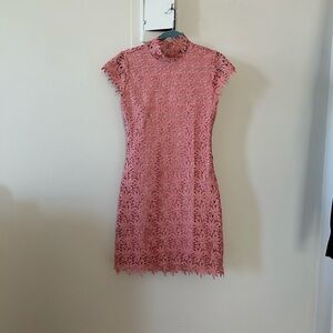 Elegant Pink Lace Dress Open back size M